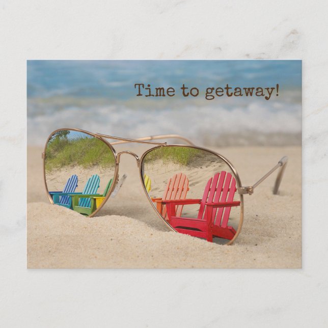 Carte Postale Réflexion De La Chaise Adirondack Dans Les Lunette (Devant)