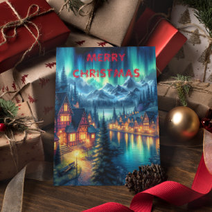 Carte Postale Réflexions Lune : Lac De Nuit Avec Maisons