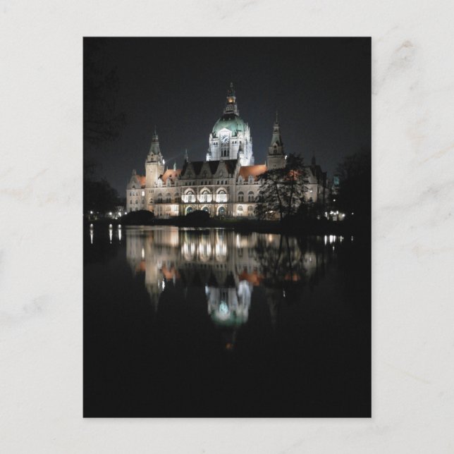 Carte Postale Réflexions nocturnes en Hanovre, Allemagne (Devant)