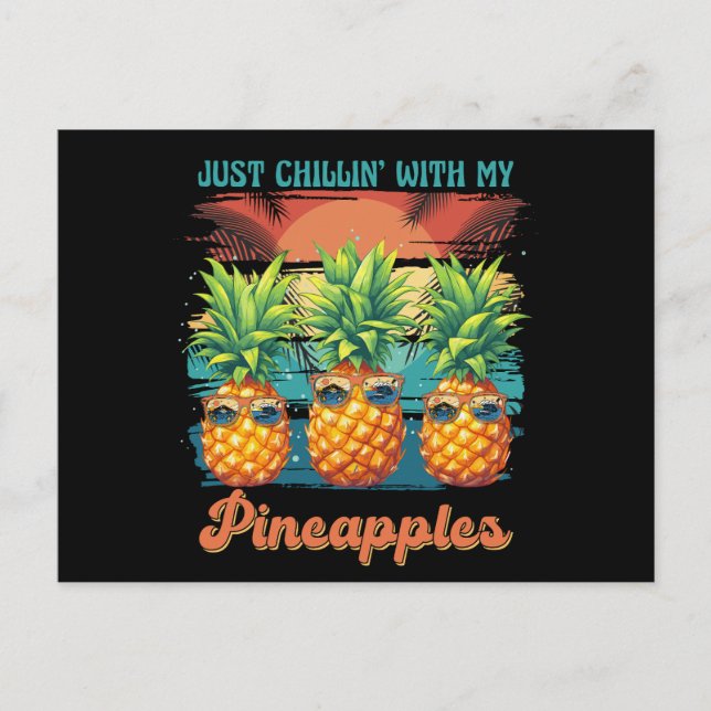 Carte Postale Refroidissement avec mes ananas Lunettes de soleil (Devant)