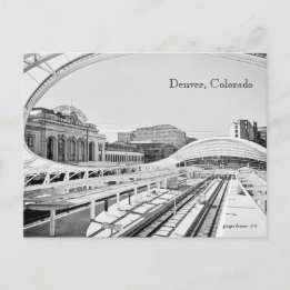 Carte Postale Regarder en noir et blanc Union Station, Denver, C