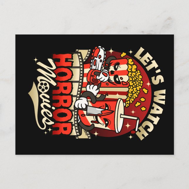 Carte Postale Regardons des films d'horreur - Collations (Devant)