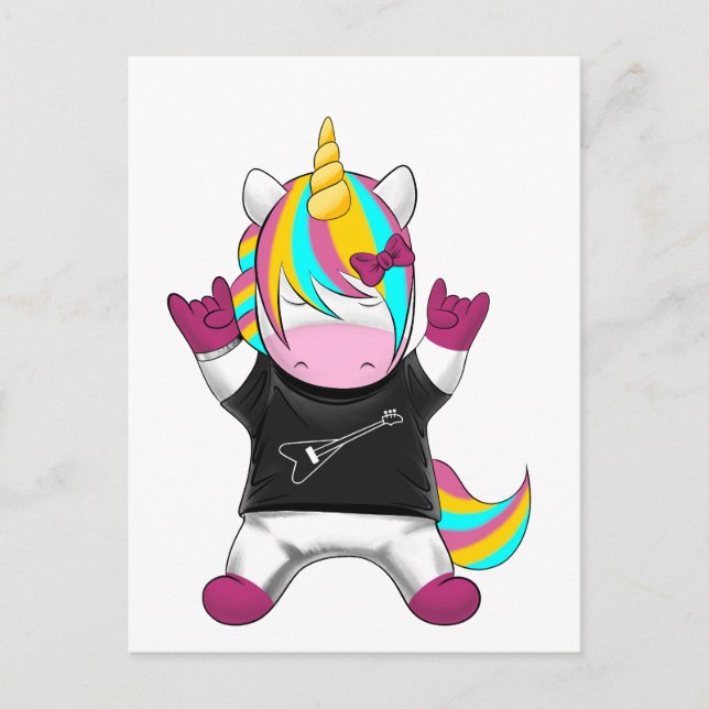 Carte Postale Regenbogen Einhorn Rocker (Devant)