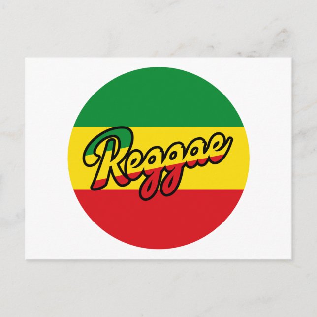 Carte Postale Reggae Musique avec couleurs du drapeau reggae (Devant)