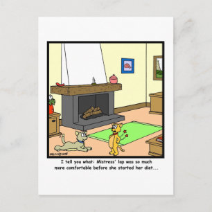 Carte Postale Régime alimentaire : Cartoon de chat