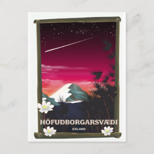 Carte Postale Région de la capitale Islande affiche de voyage en
