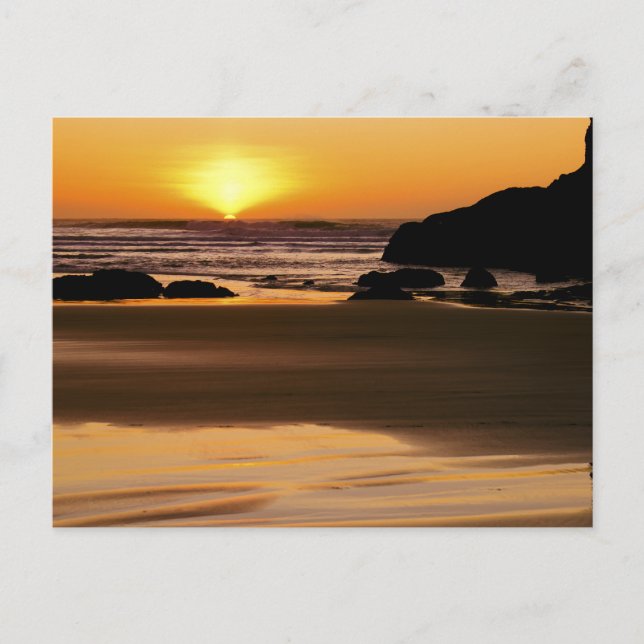 Carte Postale Réglage du soleil - Bandon, Oregon (Devant)