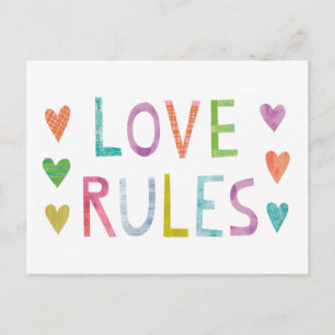 Carte Postale Règles d'amour magique avec les coeurs