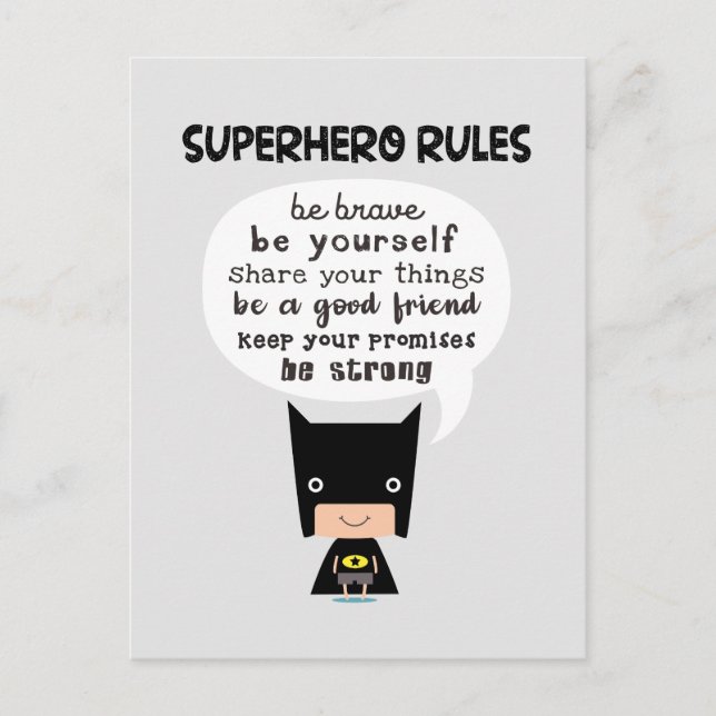 Carte Postale Règles de super-héros (Devant)
