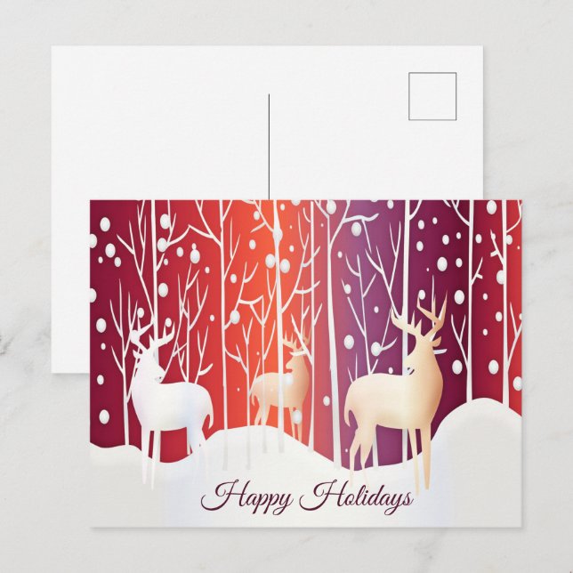 Carte postale Reindeer Snowy Holiday (Devant / Derrière)