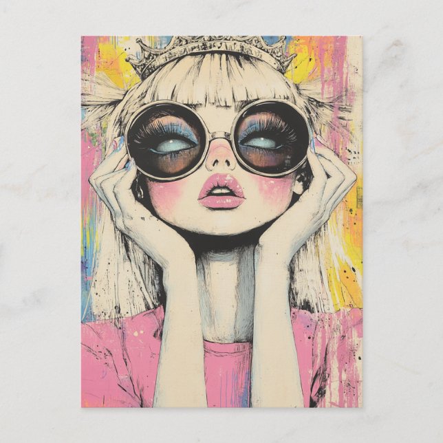 Carte Postale Reine Blonde Tourne Les Yeux (Devant)