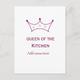 Carte Postale reine de cuisine mauve couronne cuisiner nom chef