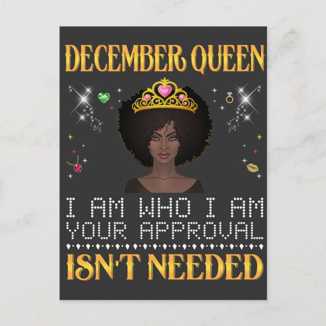 Carte Postale reine de décembre je suis qui votre approbation n' (Devant)