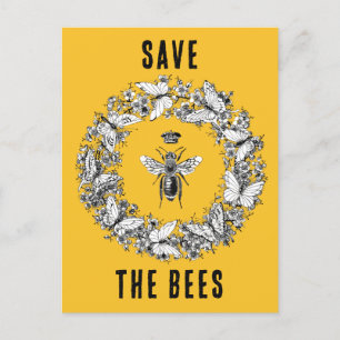 Carte Postale Reine des abeilles Sauvez la couronne papillon des