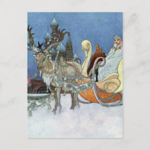 Carte Postale Reine des neiges Russe Princesse Reindeer