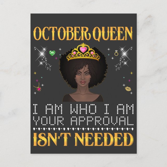 Carte Postale reine d'octobre je suis qui je suis votre approbat (Devant)
