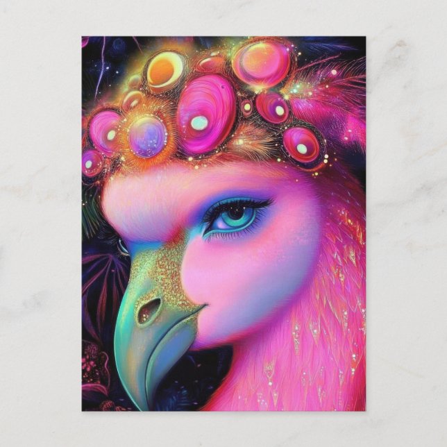 Carte Postale Reine du Flamant rose cosmique (Devant)