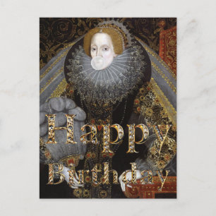 Carte Postale Reine Elizabeth I chewing-gum blanche Joyeux Anniv
