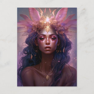 Carte Postale Reine Fée Violet Rose Fantastique Art