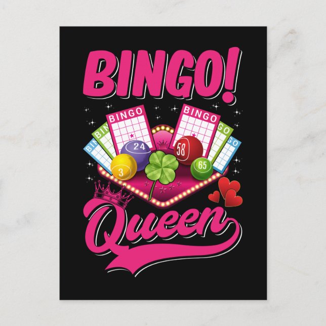 Carte Postale Reine Joueuse de Bingo Femme Drôle Fille de Bingo (Devant)