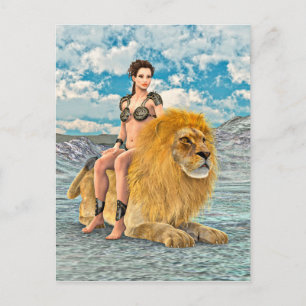 Carte Postale Reine Lion Fantaisie