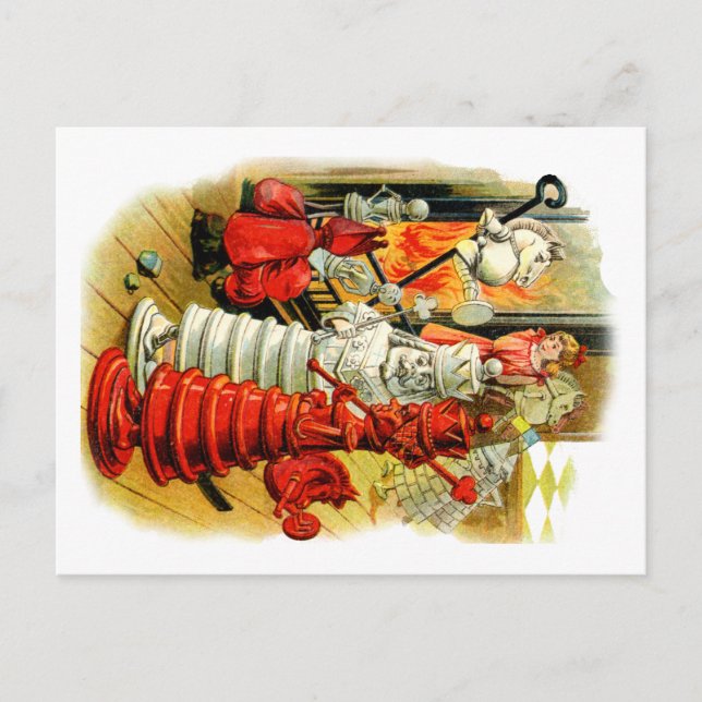 Carte Postale Reine rouge et roi blanc dans le feu (Devant)