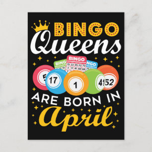 Carte Postale Reines de Bingo Naissent en Avril Fête d'Anniversa