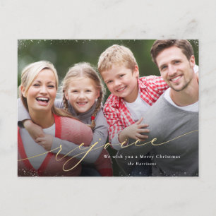 Carte Postale Rejoignez Noël Photo Faux Gold Script Holiday