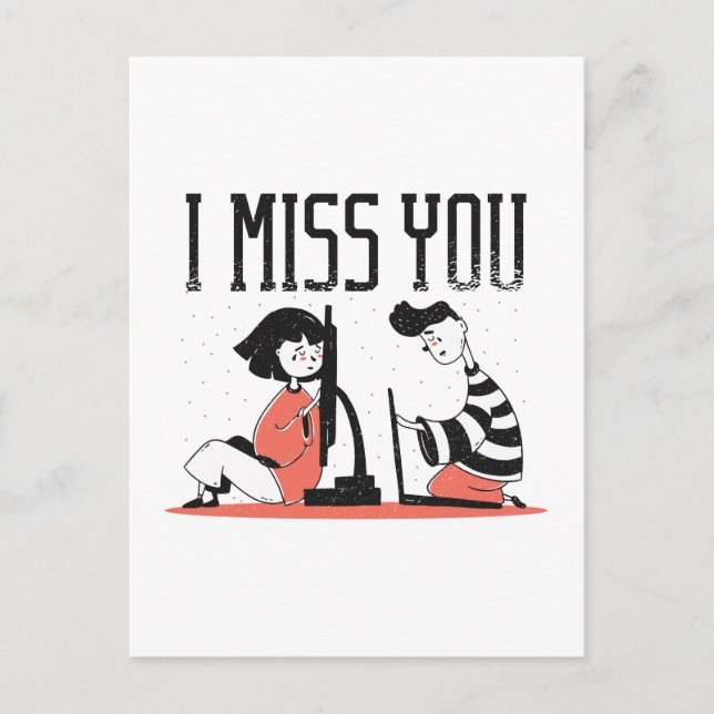 Carte Postale Relation Rencontres en ligne MISS YOU Cadeau migno (Devant)