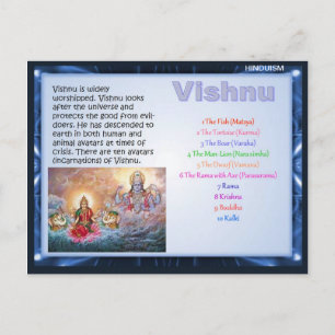 Carte Postale Religion, dieux hindous, Vishnu