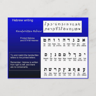 Carte Postale Religion, judaïsme, écriture hébraïque