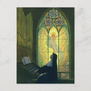 Carte Postale Religion vintage, Soeur Jouer un organe dans l'Egl