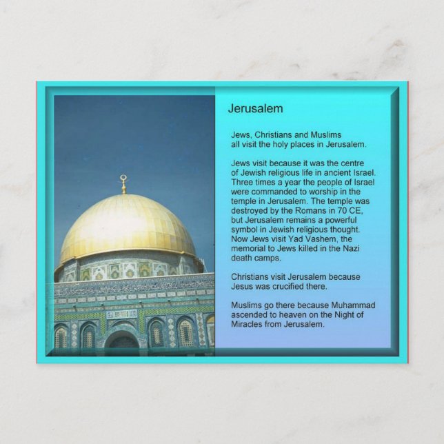 Carte Postale Religion, visiteurs vers Jérusalem (Devant)