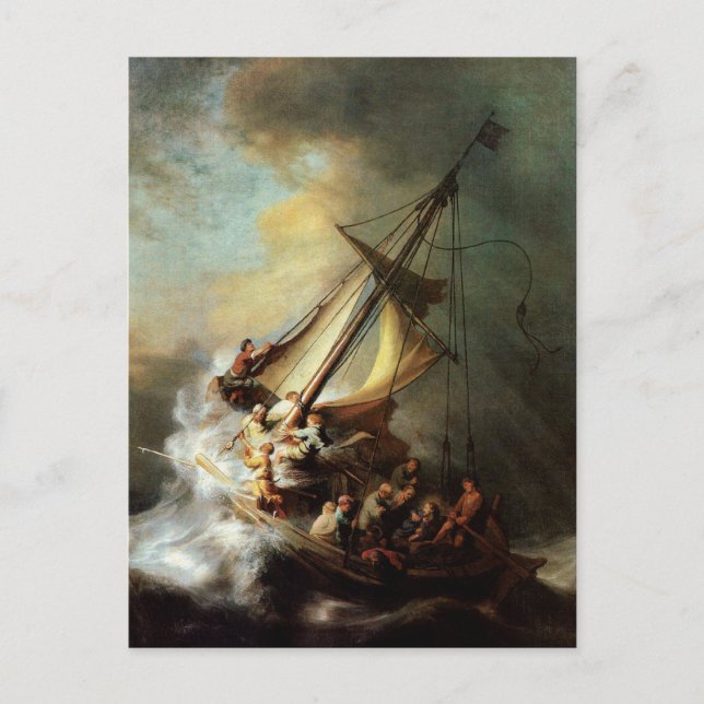 Carte Postale Rembrandt Art Peindre le Christ dans la tempête (Devant)
