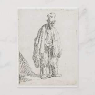 Carte Postale Rembrandt- Le mendiant dans un haut Casquette