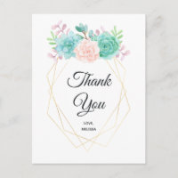 Remerciement à l'aquarelle de succulente rose et v