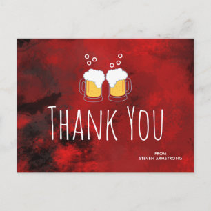 Carte Postale Remerciement abstrait rouge moderne avec chope à b