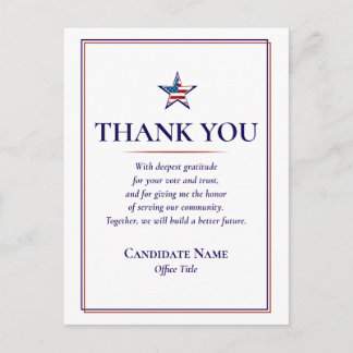 Carte Postale Remerciement aux donateurs bénévoles patriotiques