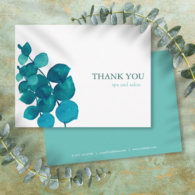 Carte Postale Remerciement aux feuilles d'eucalyptus pour entrep (Modern Business Eucalyptus Leaves Thank You Postcard)