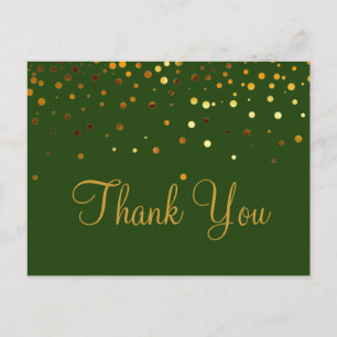 Carte Postale Remerciement Bleu Paillettes Or Tendance Abordable