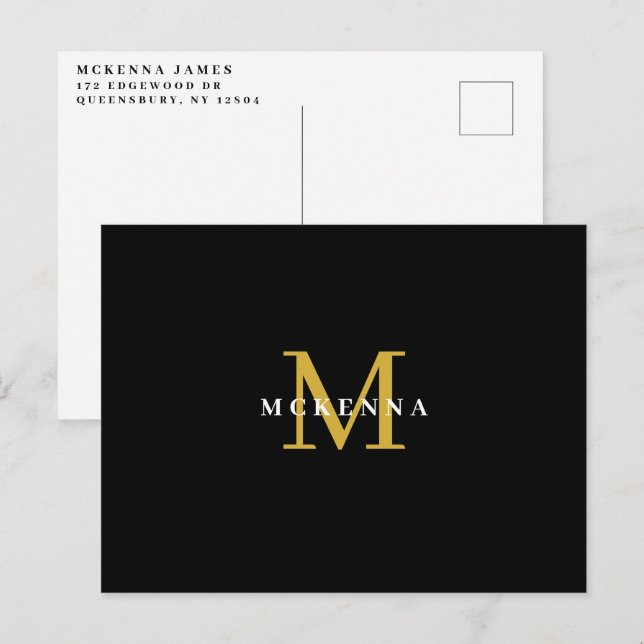 Carte Postale Remerciement Client Affaire Or Noir (Devant / Derrière)