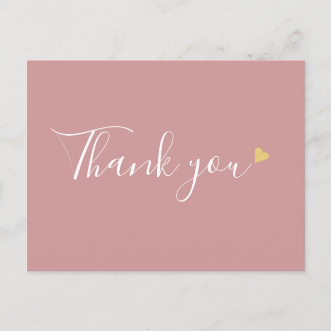 Carte Postale Remerciement d'affaires de cœur en or rose poussié (Devant)