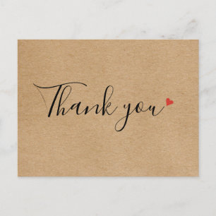 Carte Postale Remerciement d'affaires de Rustic Kraft Script