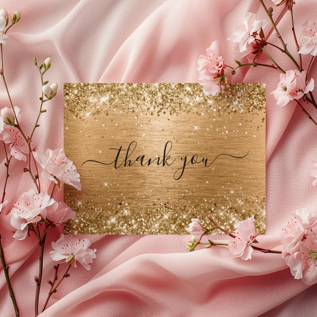 Carte Postale Remerciement d'anniversaire pour un bronzage doré  (Glittery Golden Tan Birthday Thank You Postcard)
