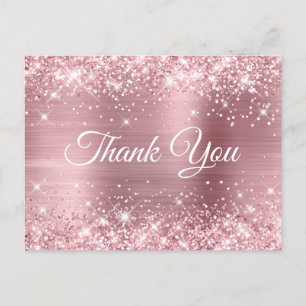 Carte Postale Remerciement de Baby Shower en Feuille de Paillett
