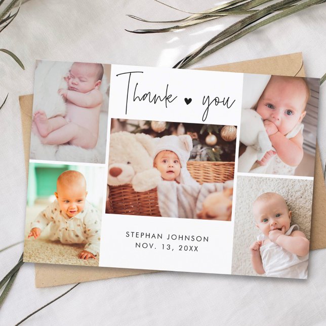 Carte Postale Remerciement de Baby Shower Multi Photo et Lettre  (Créateur téléchargé)