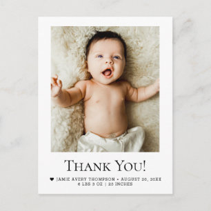 Carte Postale Remerciement de bébé photo annonce de naissance