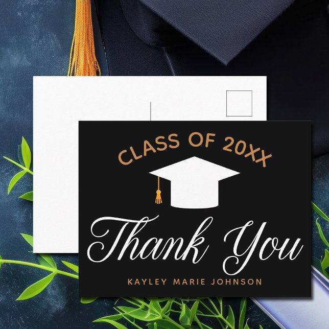 Carte Postale Remerciement de classe personnalisé noir or pour l (Créateur téléchargé)
