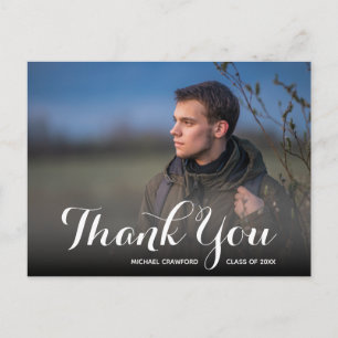 Carte Postale Remerciement de diplômé photo écriture élégante