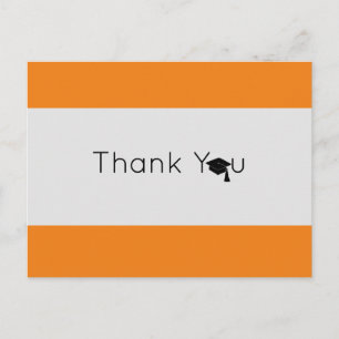 Carte Postale Remerciement de fin d'études en gras orange argent